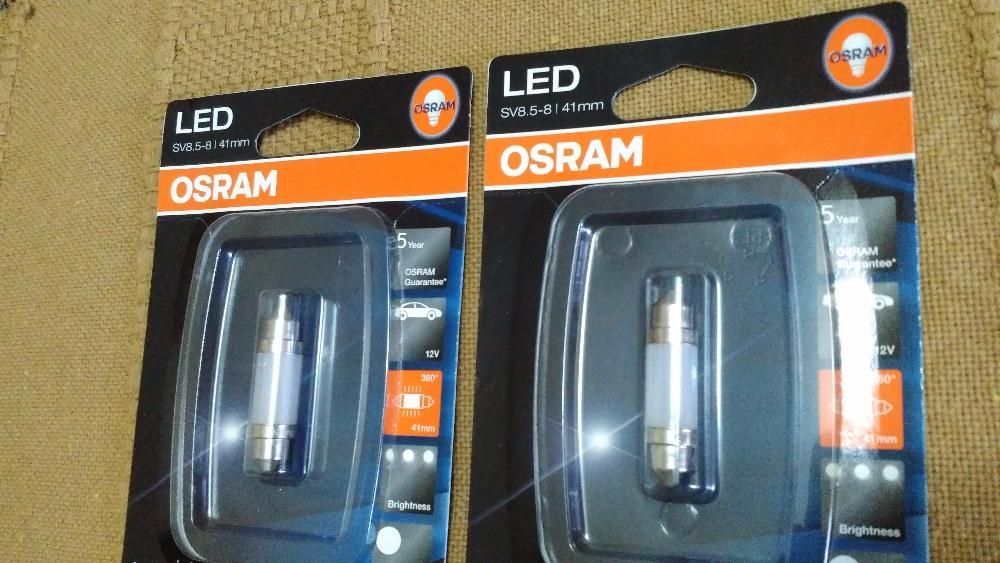 1 Lâmpada Osram LED 1W C5W Tubolar de 36 mm e 41 mm