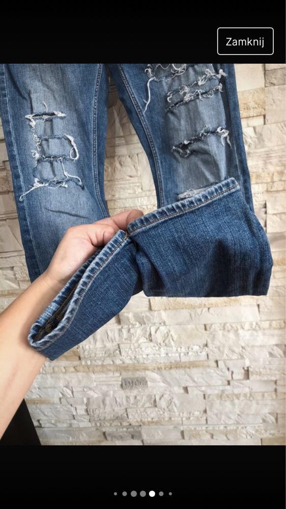 Spodnie dżinsowe  jeans  River Island  W30 L32 z dziurami  przetarcia