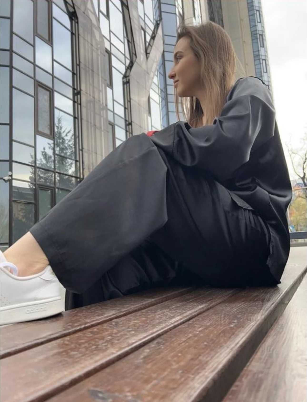 Прогулочный костюм черный, шелковый костюм, домашний костюм Zara