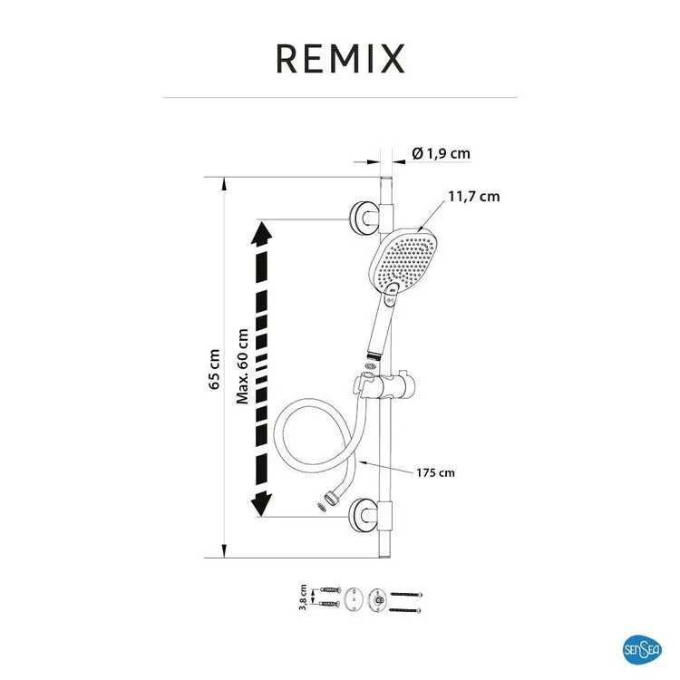 Zestaw natryskowy Remix Sensea słuchawka wąż reling