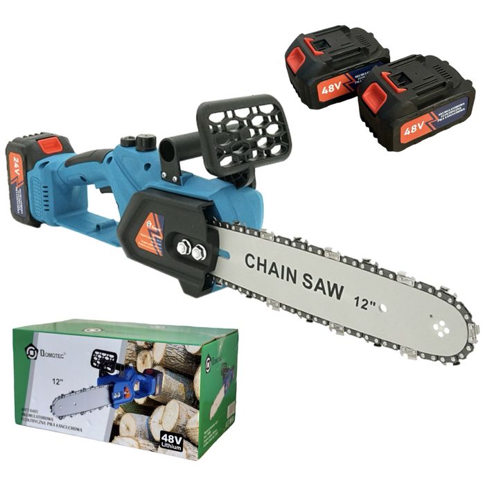Ланцюгова електропила Domotec 48V | 2АКБ, шини 12″