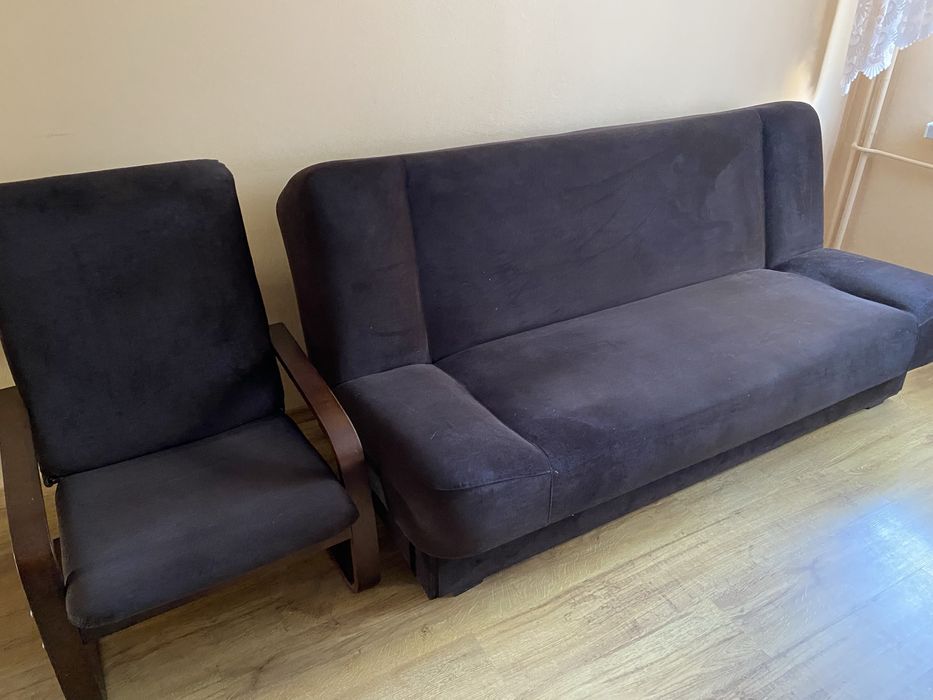 Sofa rozkładana ciemnobrązowa
