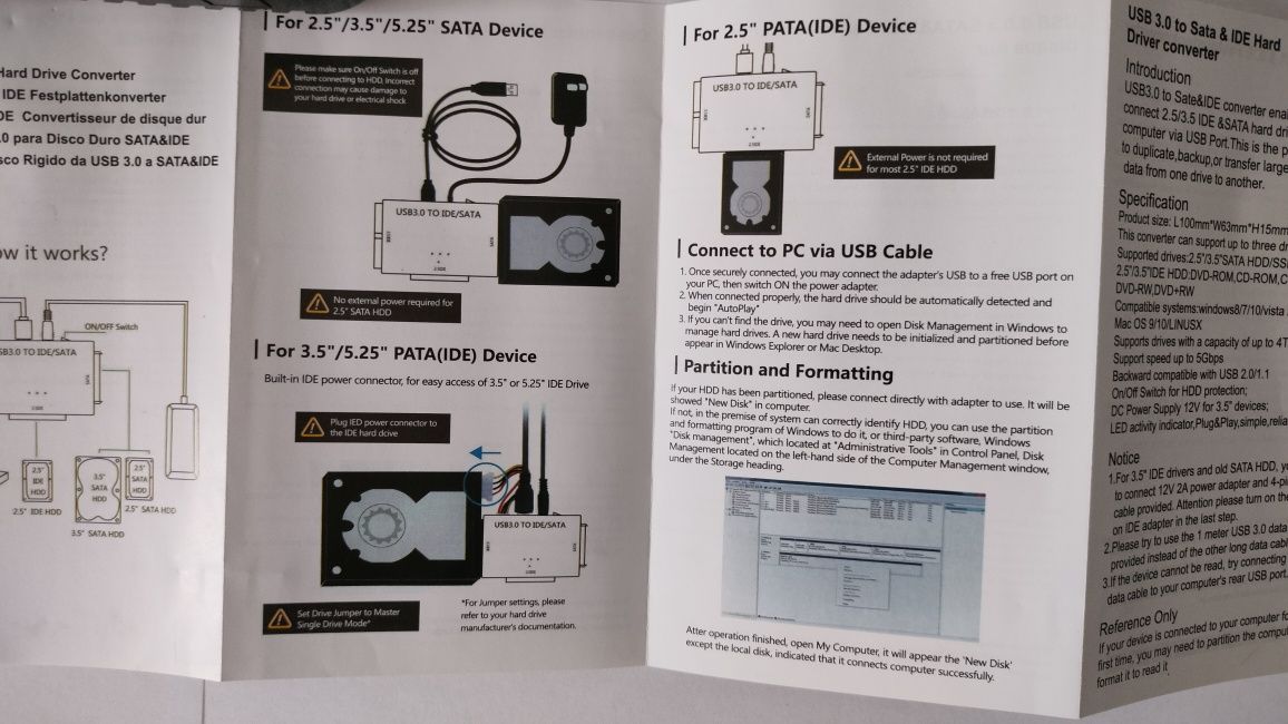 Adapter USB 3.0 DO IDE I SATA Dysku twardego