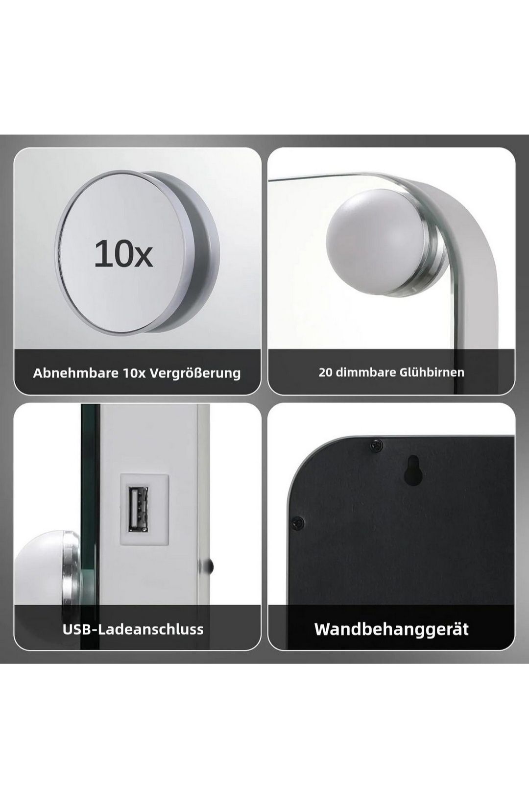 Lustro LED 58x46cm wbudowane głośniki, połączenie bluetooth,stacja USB