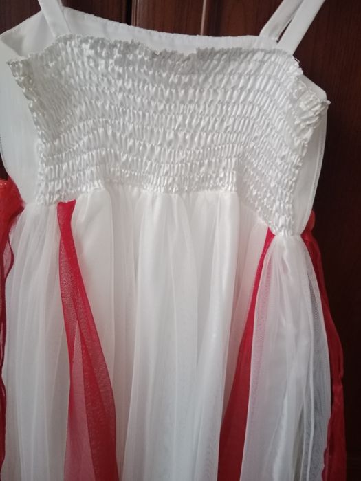 Suknia wizytowa biało czerwona