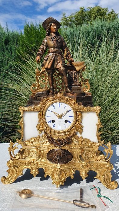 Zegar kominkowy brąz złocony antyk XIXwiek antyk prezent