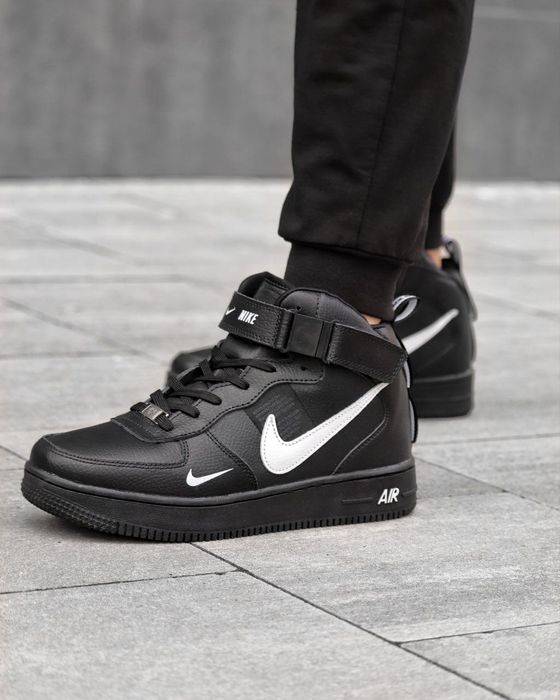 Чоловічі зимові хутряні кросівки Nike чорні | кросівки найк