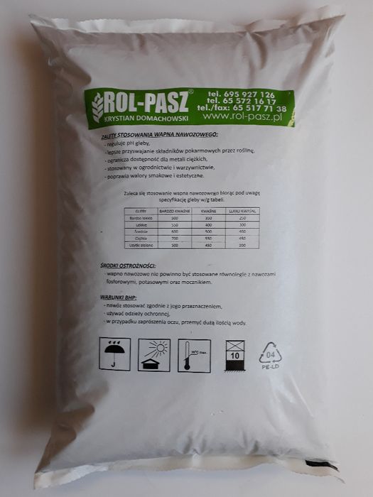 Wapno granulowane z magnezem 90% CaCo3 30kg dolomit nawóz wapniowy