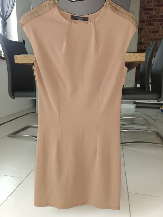 Tunika sukienka Reserved S jesienna z zameczkami brązowa stylowa