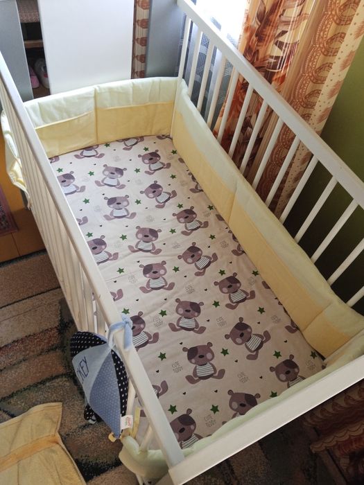 Łóżeczko dziecięce z materacem, bez dolnej szuflady 120×60