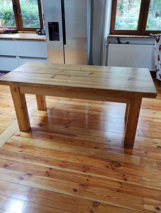 Duży stół drewniany, prostokątny 182 x 82 cm z grubym blatem wys 79 cm