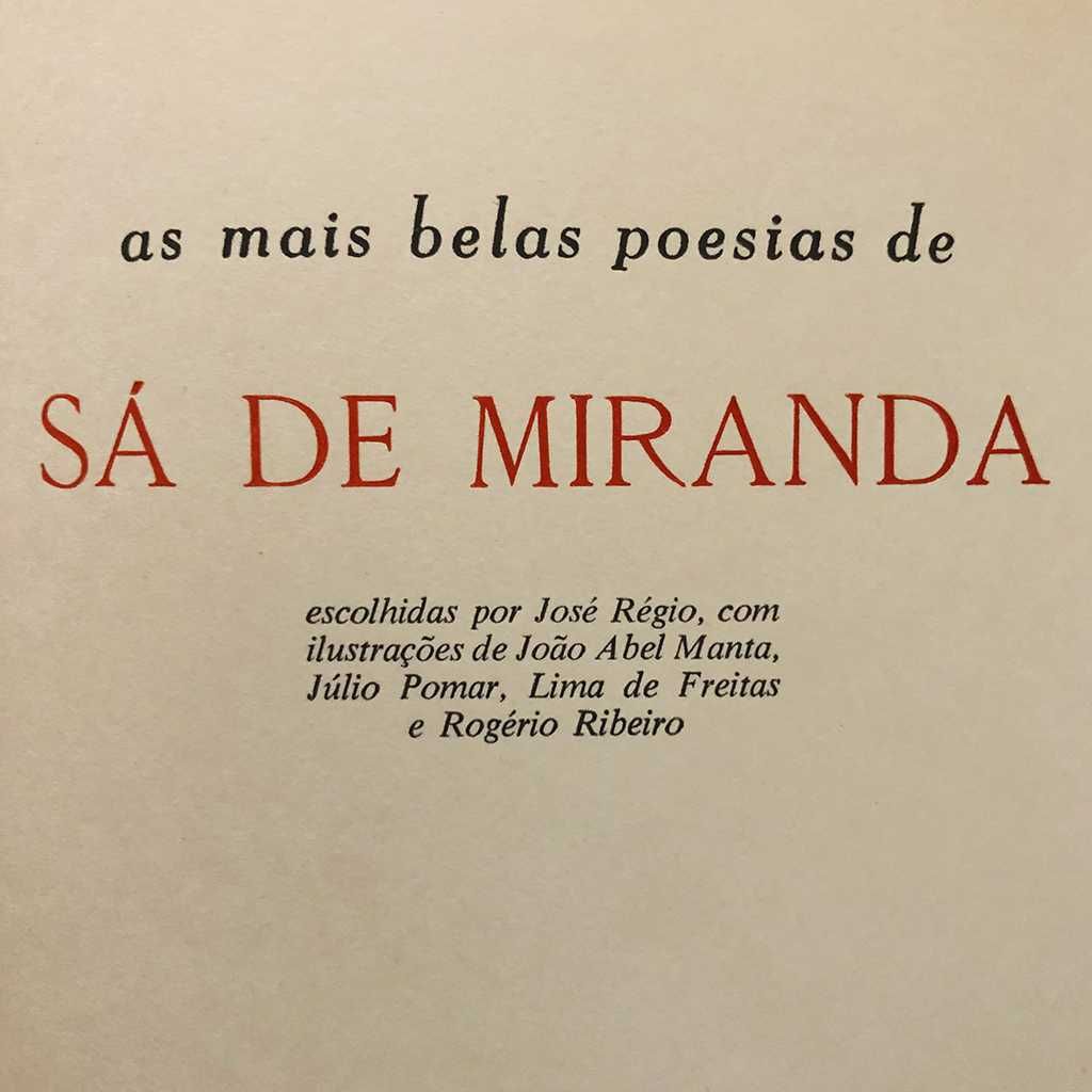 as mais belas poesias de SÁ DE MIRANDA por José Régio (ilustrado)