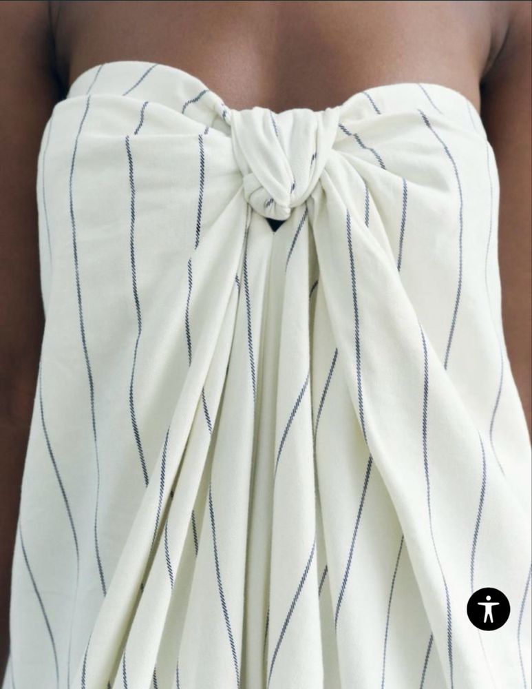 Сукня міді у смужку з льону Zara M