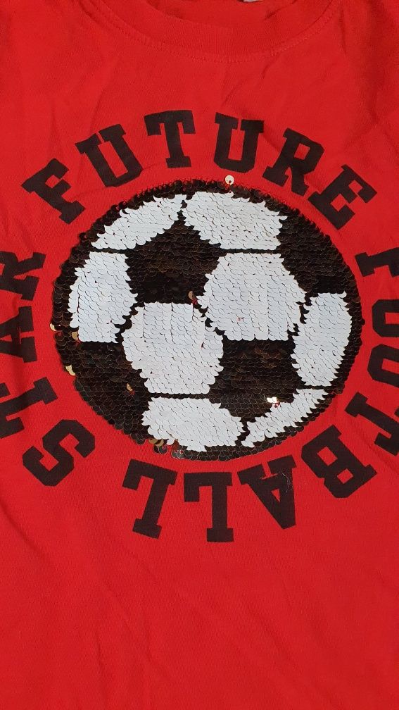 Koszulka t-shirt H&M 134/140 cekiny football