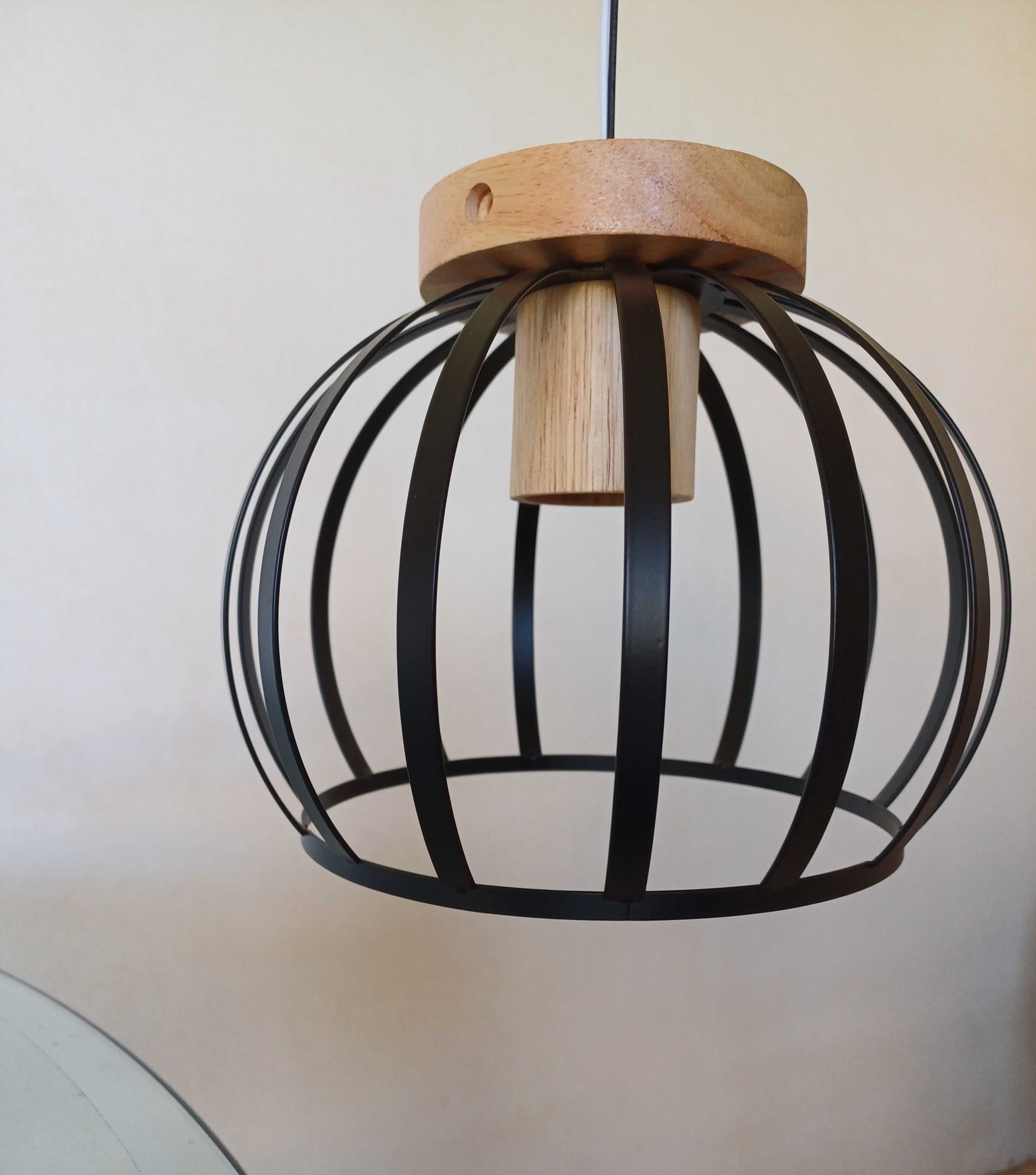 Lampa sufitowa industrialna iDEGU, metal-drewno plafon