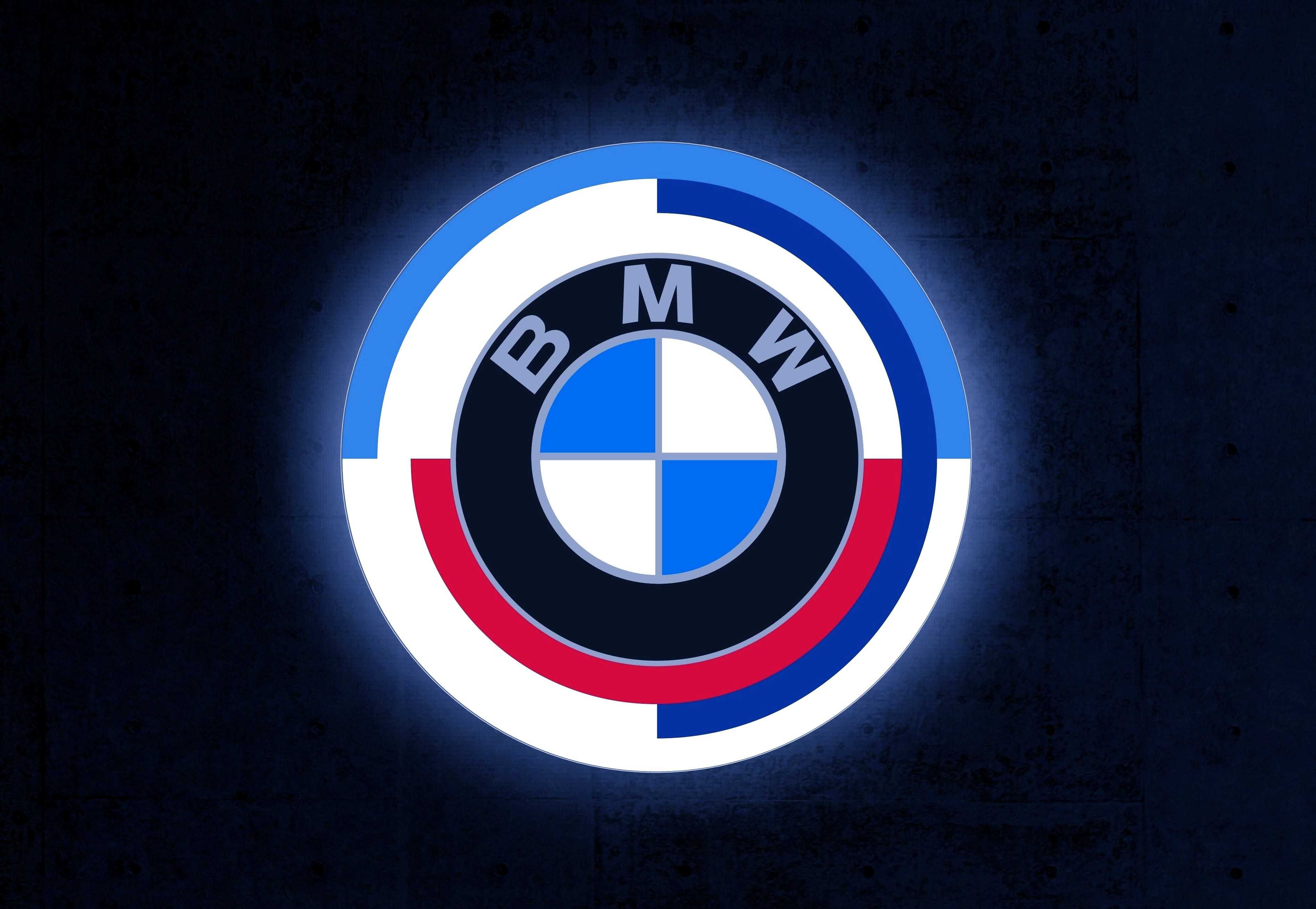 LED Neon BMW M-POWER, Podświetlany Baner, Logo świecące, Szyld 3D