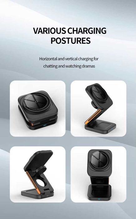 Бездротова зарядка iPhone 15 14 13 12 Apple Watch 8 7 6 Airpods Pro