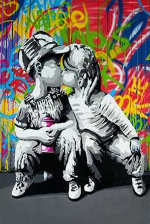 Картина принт на холсте граффити Бэнкси Banksy Boy Kiss Girl