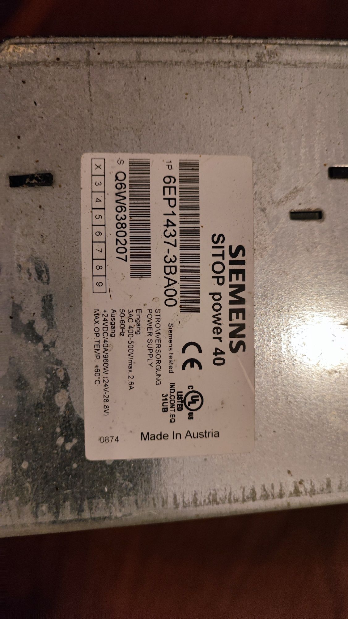 Siemens Sitop 40A 24V 6EP1437