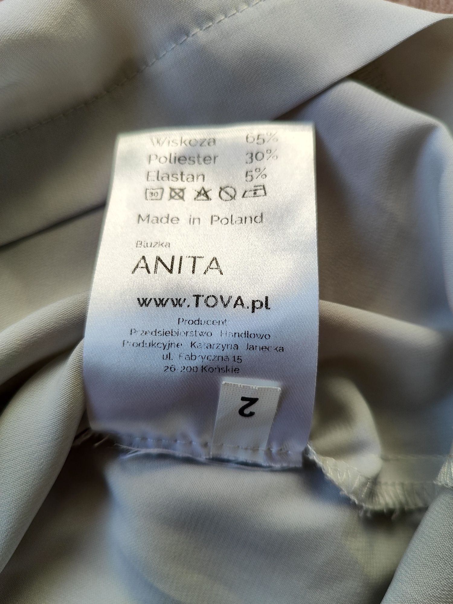 Elegancka szara bluzka na krótki rękaw TOVA rozmiar M 38