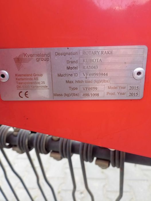 Zgrabiarka Kubota RA1043 4.3 m Kverneland stan idealny