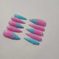 Tipsy press on nails french 3D paznokcie słodkie urocze perełki