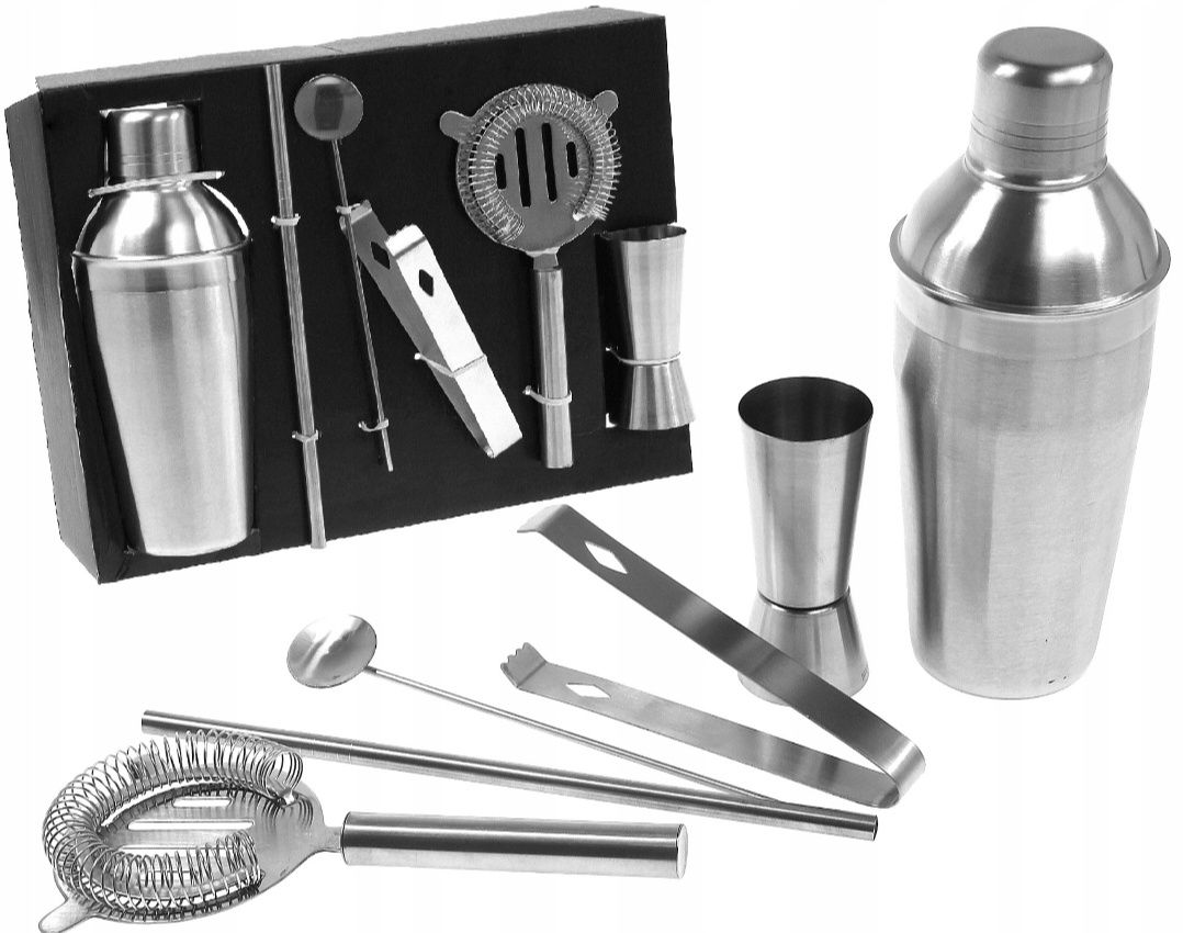 Zestaw Barmański Premium 6w1 – Shaker, Miarka, Sitko i Akcesoria