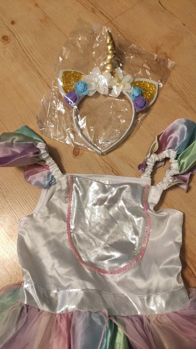 Jednorożec sukienka stroj karnawałowy bal przebranie 110 116