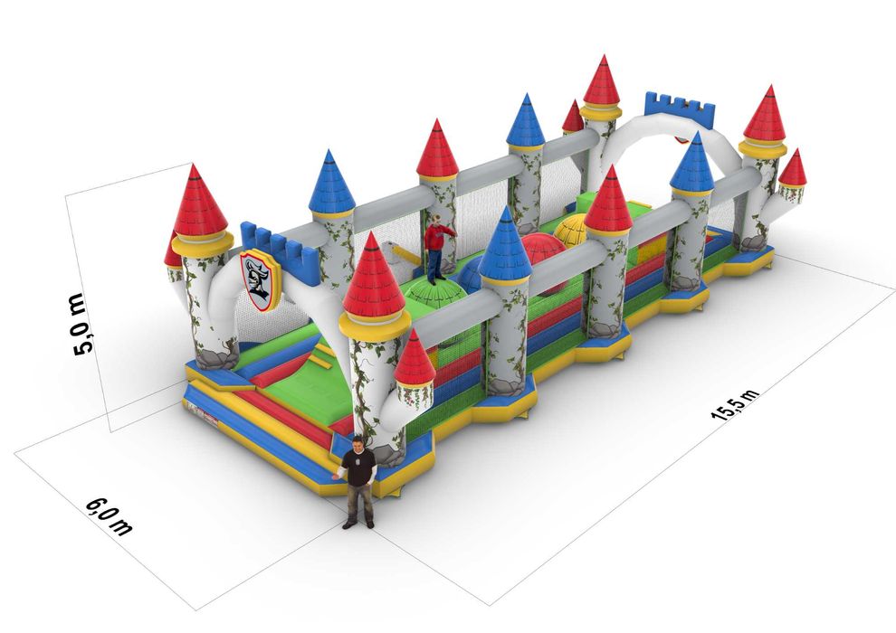 Dmuchaniec ZAMEK Dmuchany Plac Zabaw  15,5 x 6.0 x 5,0 m RÓŻNE WZORY