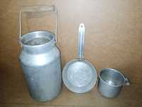 Посуд металевий:Алюмінієвий бідончик,сковорідка і кружка.