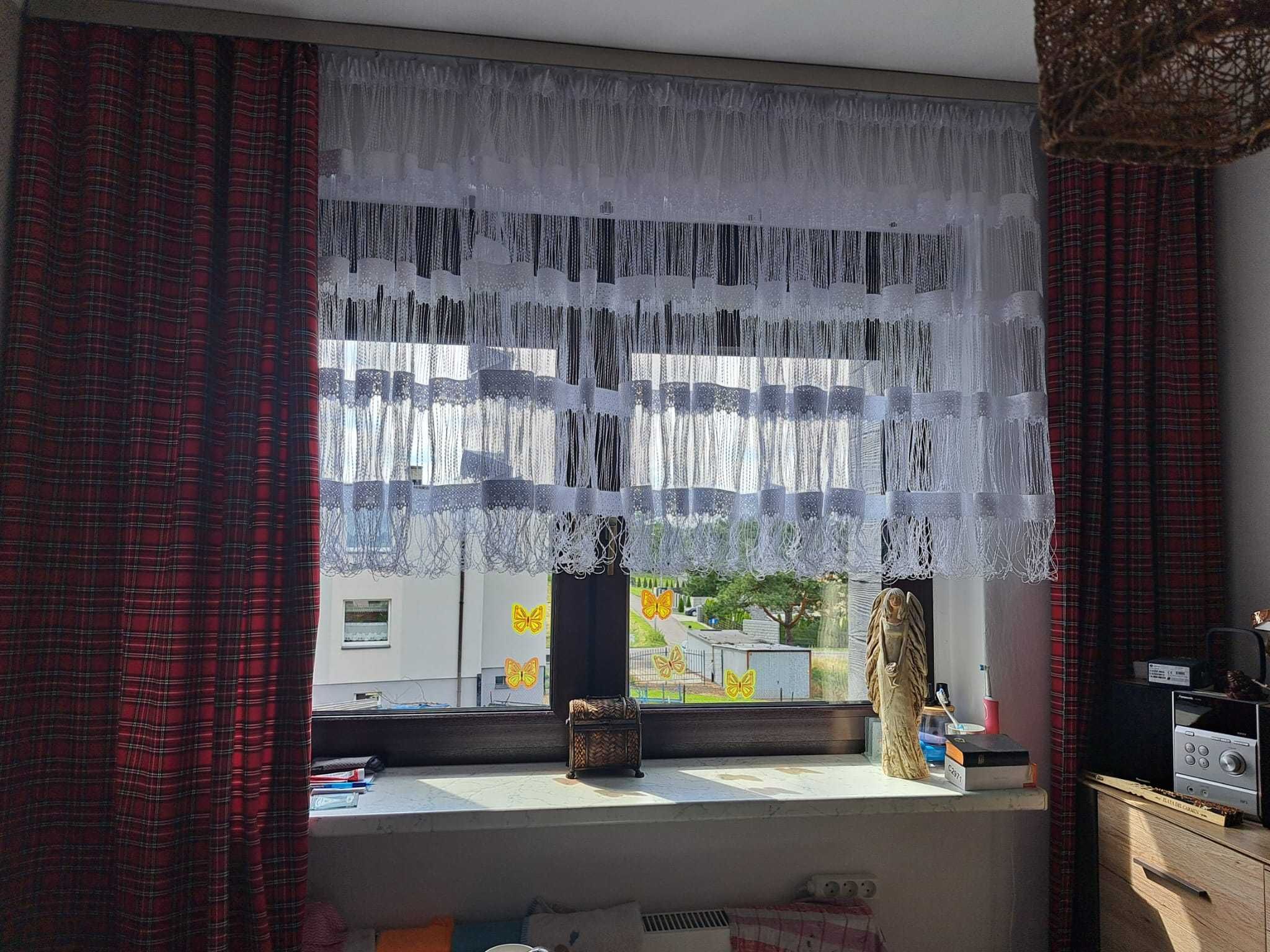 Firana biała sznurkowa 3 panele na żabki