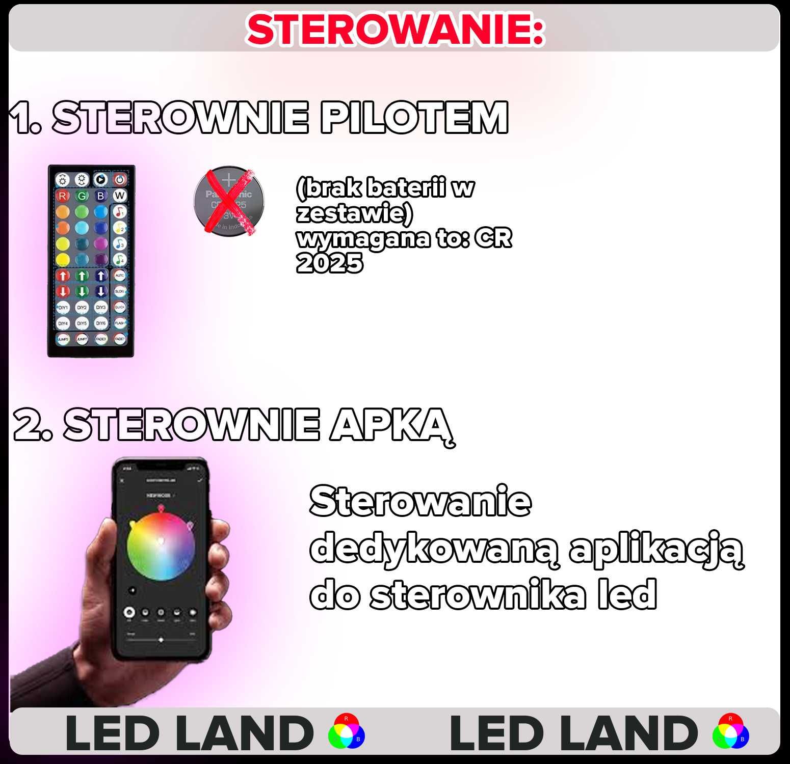 Pasek LED 5M RGB 5050 Sterowanie APLIKACJĄ I PILOTEM 12V