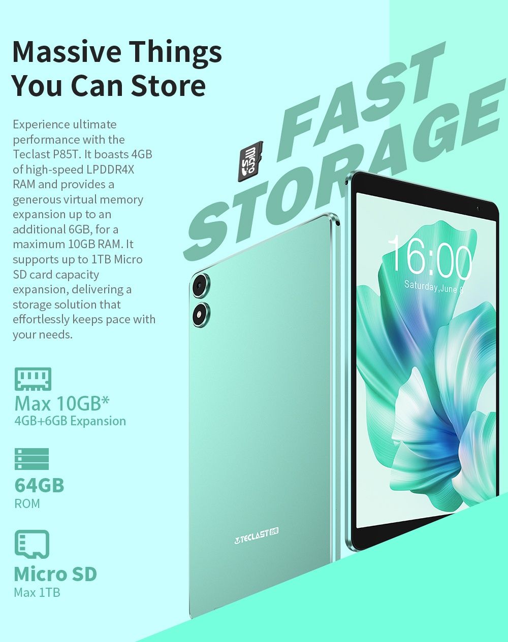 Планшет Teclast p85t 4/64gb  8 ядер Android 14 + Чехол