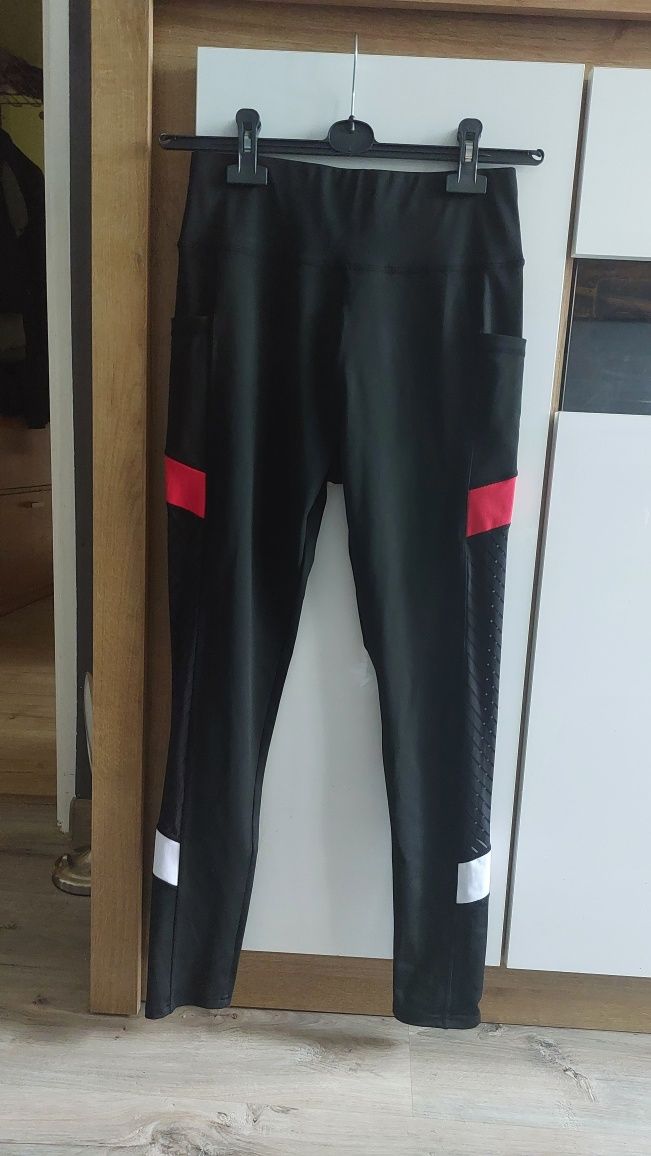 Legginsy czarne wysoki stan elastyczne rozciągliwe L