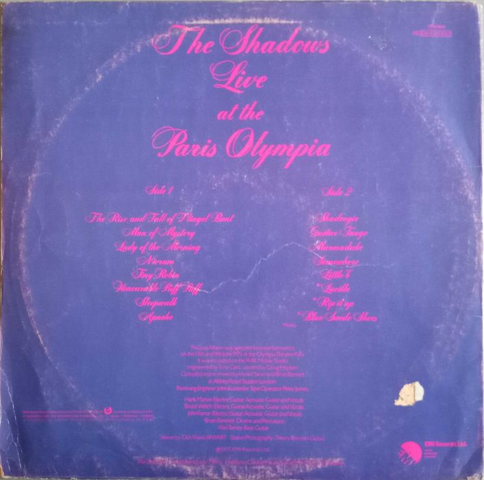 Shadows	- - - - -	Live At The Paris Olympia	- - - - -	LP