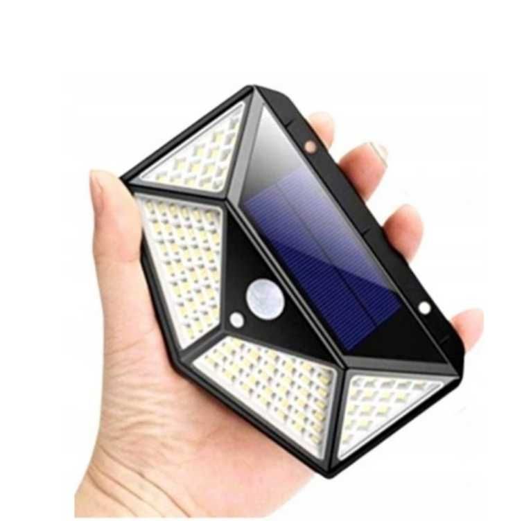LAMPA SOLARNA 100LED z czujnikiem ruchu zmierzchu elewacyjna NAŚCIENNA