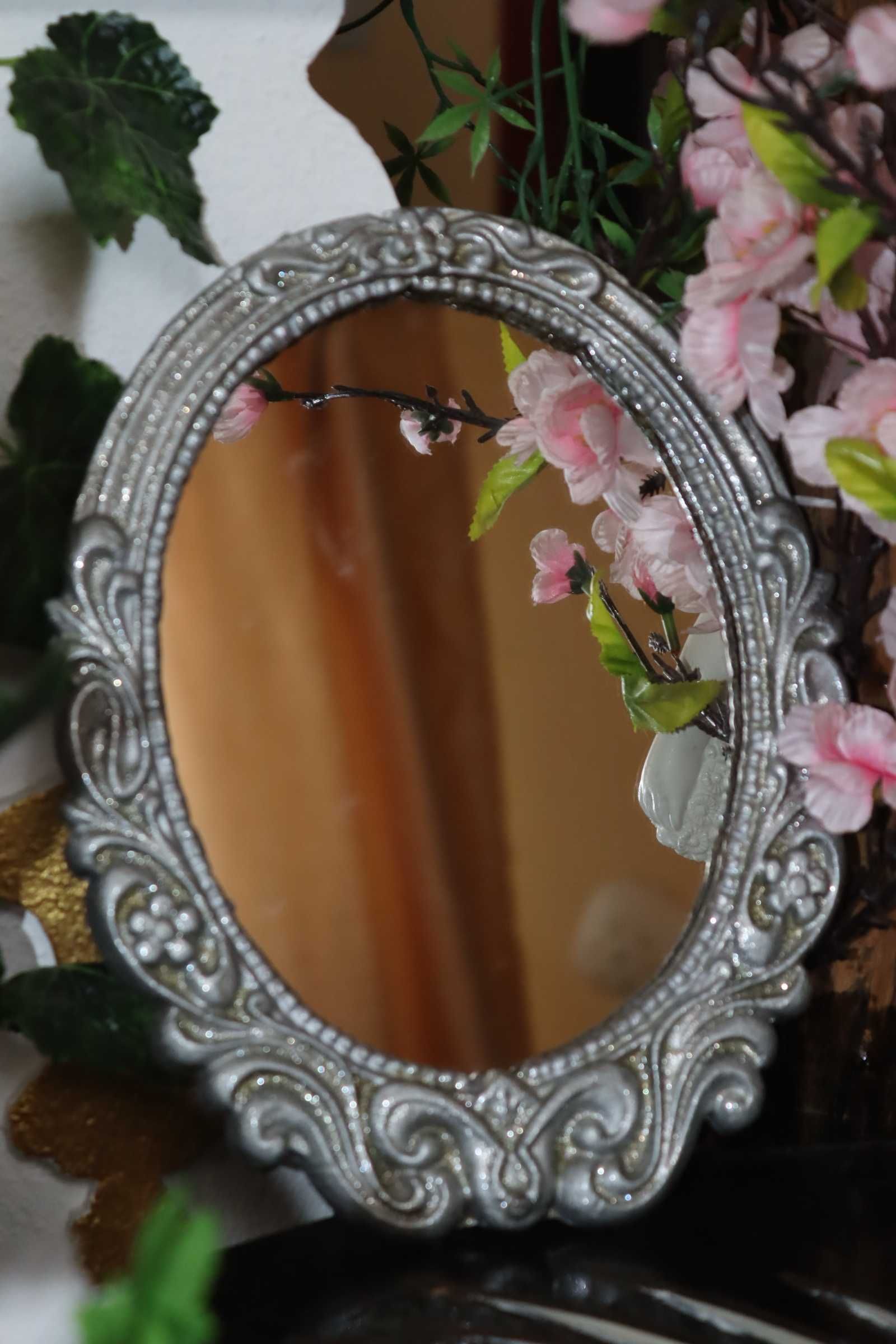 Винтажный комплект зеркало бронзовое и подсвечник