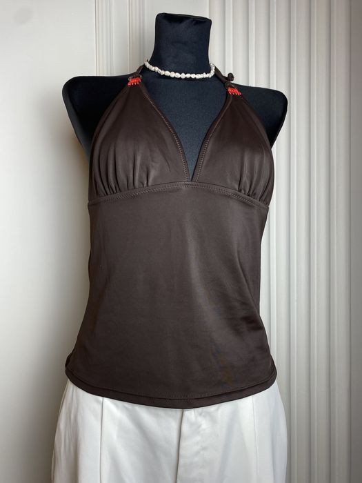 Top góra od kostiumu kąpielowego brązowy 40 L Hema wiązany na szyi