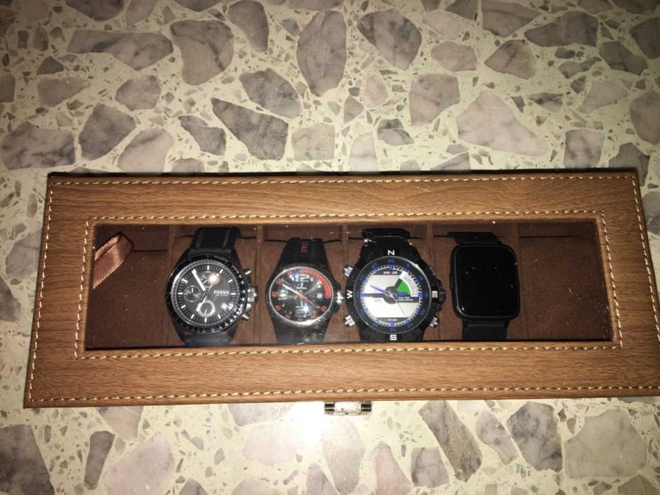 Szkatułka na zegarki brązowa 6 przegródek  NOWA