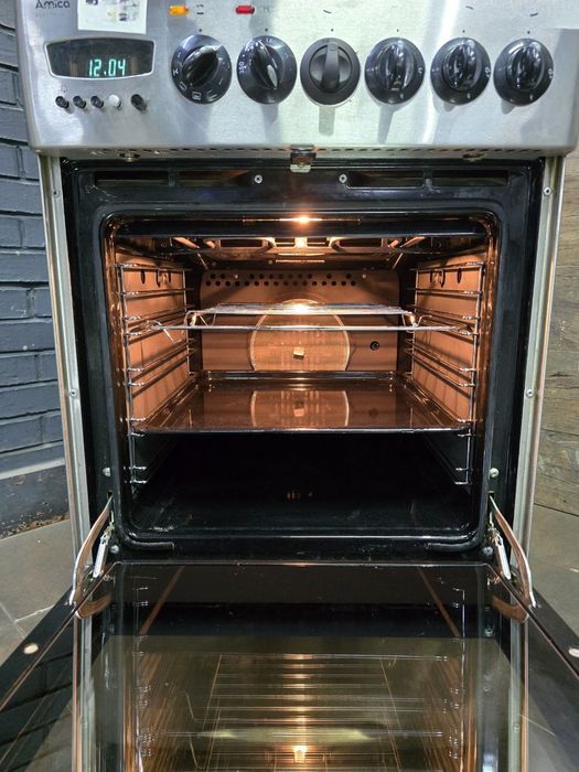 Газова плита з електро духовкою, нержавійка