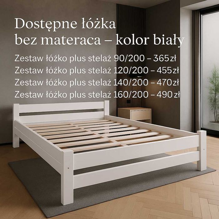 Łóżko do sypialni+ Materac sprężynowy  120x200 140x200 160x200 180x200