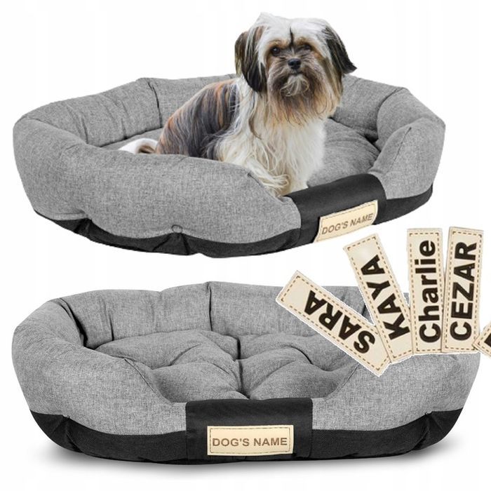 legowisko dla psa 130x105 cm personalizowane wodoodporne szare