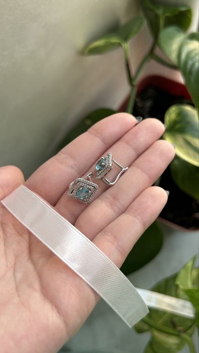 сережки срібло 925 Топаз Лондон