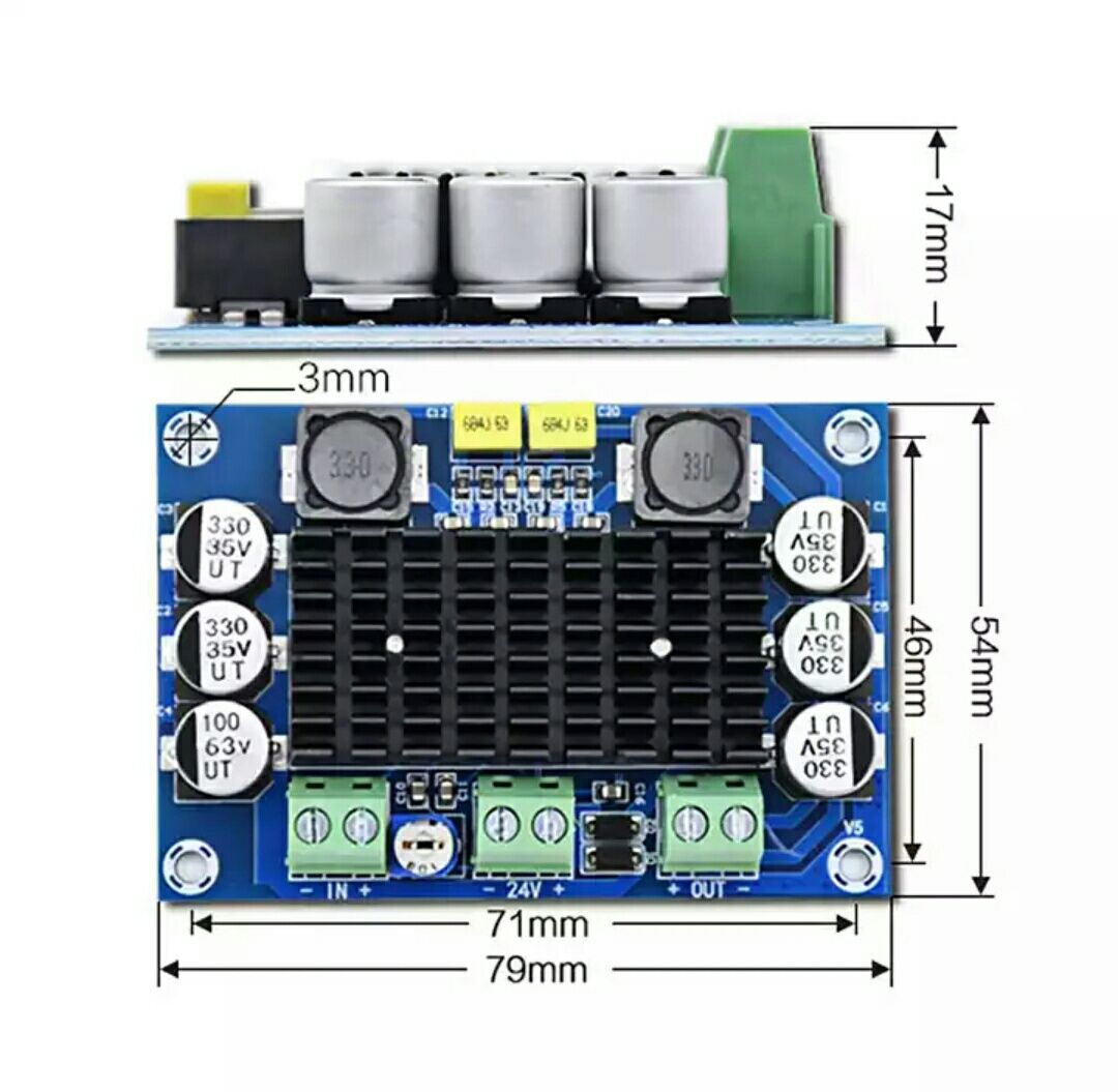 Усилитель мощности, сабвуфер 100 W. Моно. DC 12-26V. Саб аудио TPA3116