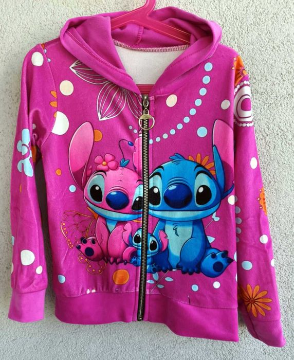 Różowa, rozpinana bluza welurowa Stitch & Angel 116 / 122