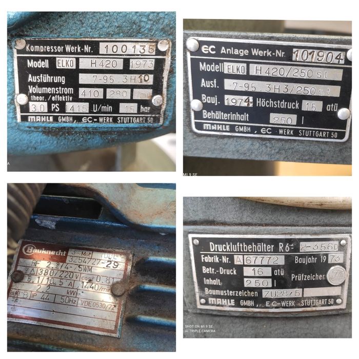 Kompresor pionowy Mahle 2.2KW 250Litrow