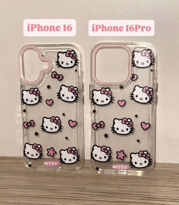 Чохол Hello Kitty iPhone 15, 15 pro, 16, 16 pro прозорий