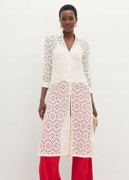 B.P.C koszula ecru długa koronkowa z kołnierzykiem + top 52.