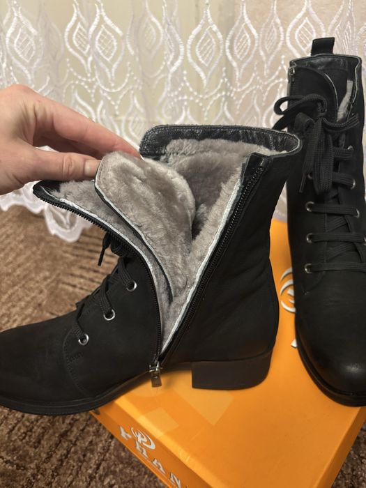 Ботинки зима на цигейке,  сапоги на широкую ногу