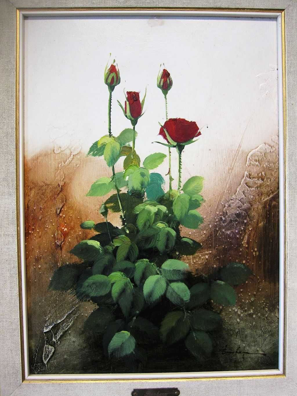 pintura em óleo sobre tela "Rosas" Original - José Barbeta "Barbera"